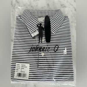 New Johnnie-O Boy Striped Polo Shirt - Navy and White